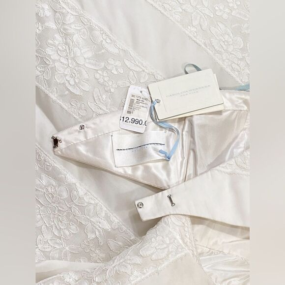 Carolina Herrera Bridal Hudson Lace Overlay Open-Back Silk Ballgown size 8 - Picture 9 of 12